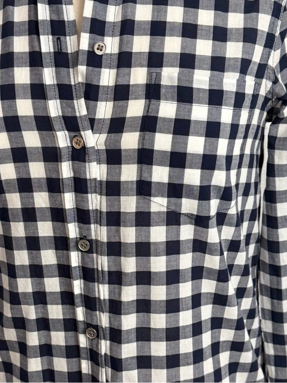 J. Crew Women's Classic-Fit Long Sleeve Blouse, Gingham Check Navy & White, Sz S